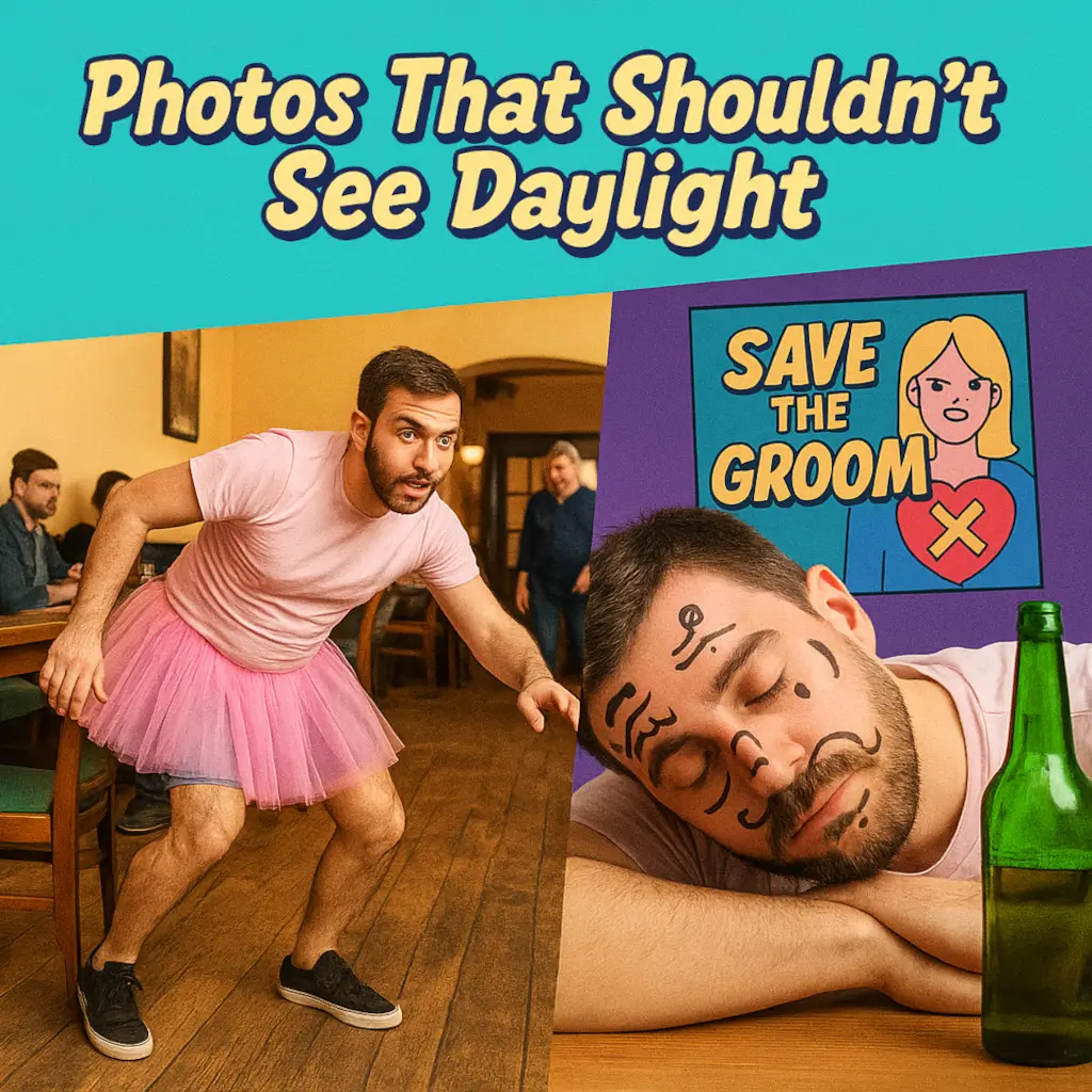 The Photos Funny photoshopped gems of the groom or bride-to-be at their "best". Laugh now, deny later.